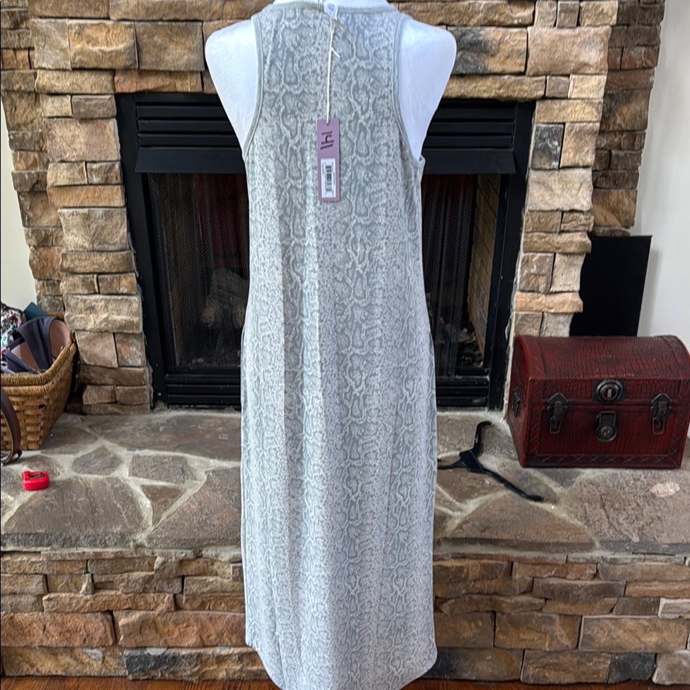 Bare Necessities Gray Pleated Maxi Sundress with pockets relaxed snake - Picture 4 of 6
